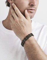Cudworth Stainless Steel, Black & 14K Gold Link Bracelet